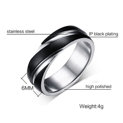 Schwarzer Herrenring aus Titanstahl-Twill