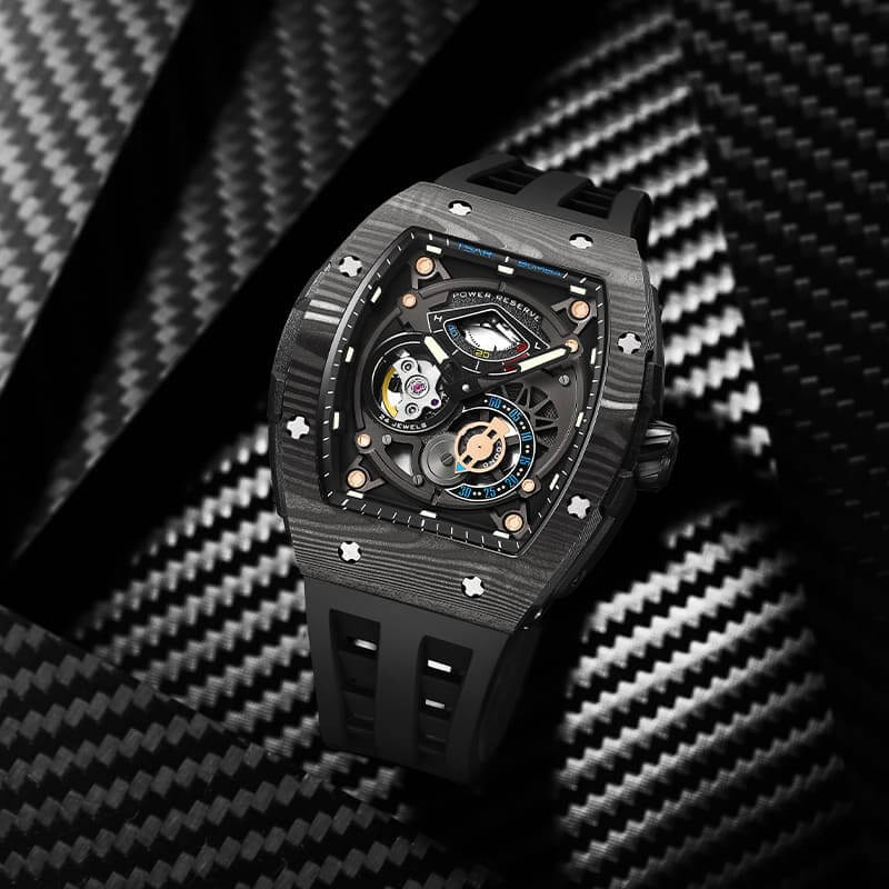 Carbon Fiber Kinetic Energy Display Automatic Watch