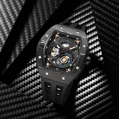 Carbon Fiber Kinetic Energy Display Automatic Watch