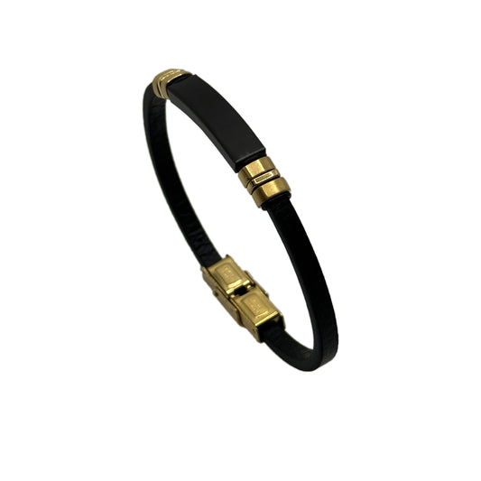 Black Leather Bracelet - Stainless Steel Clasp - Minimalist Design