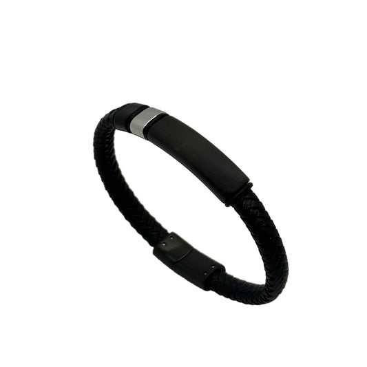 Minimalist Black Leather Bracelet with Magnetic Clasp