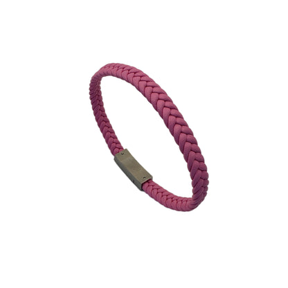 Red Leather Braided Bracelet with Stainless Steel Clasp