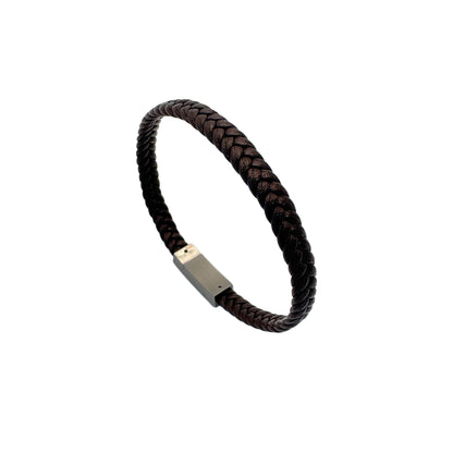 Red Leather Braided Bracelet with Stainless Steel Clasp