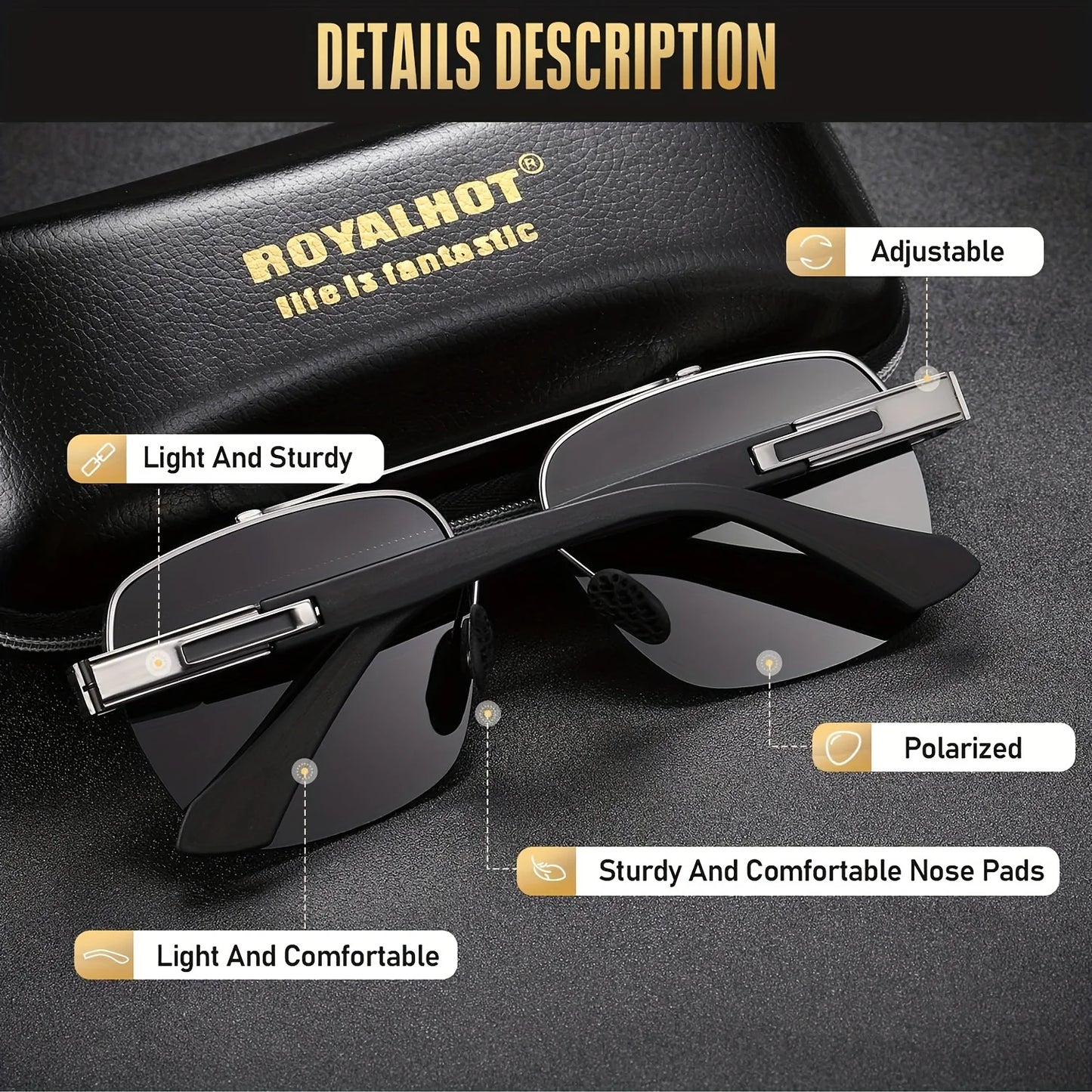 Unisex Polarized Classic Metal Oval Border Sunglasses Driving Sun Glasses,rh004