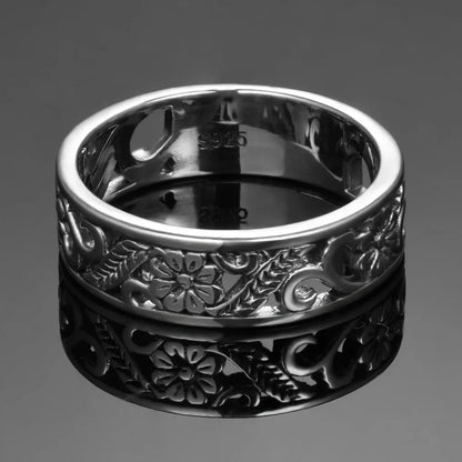 Vintage 925 Sterling Silver Rings for Women Flower Shaped Hollow Out Ring Fashion Fine Jewelry Gift Big Silver Rings