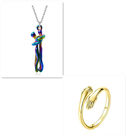 Love Hug Necklace Unisex Men-Women Couple Jewelry Simple Temperament Clavicle Chain Lover Gift