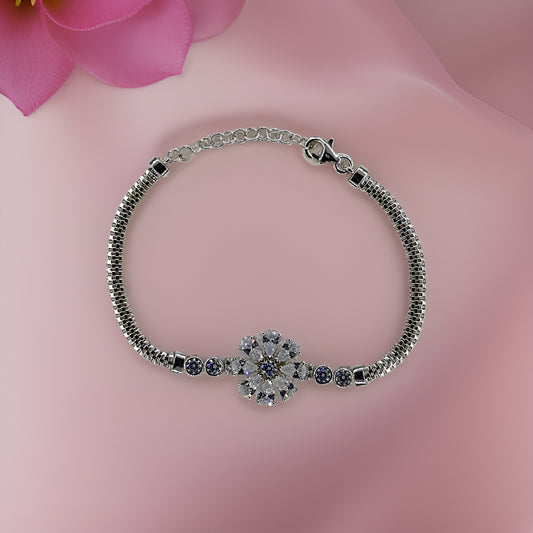 Silver 925 Charm Bracelet with White Zircon Stone