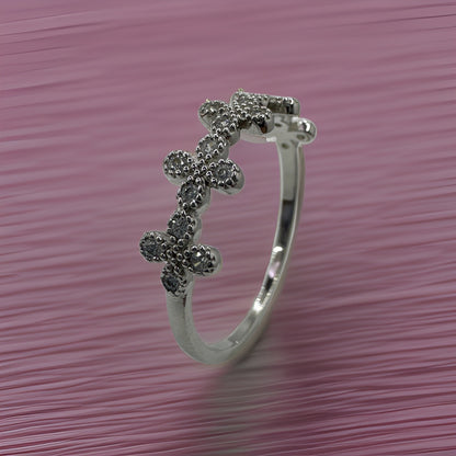 Sparkling Zirconia Stone Silver Ring