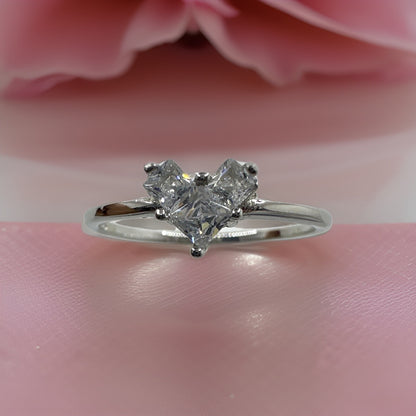 Silver 925 Ring Heart Shape Stone