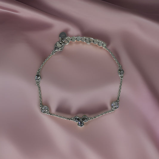 Silver 925 Charm Bracelet with White Zircon Stone