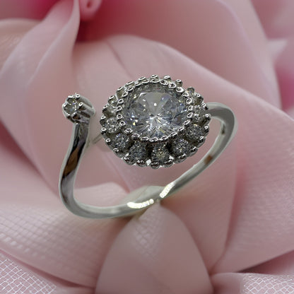 Elegant Sterling Silver Ring with Multiple White Zirconia Stones