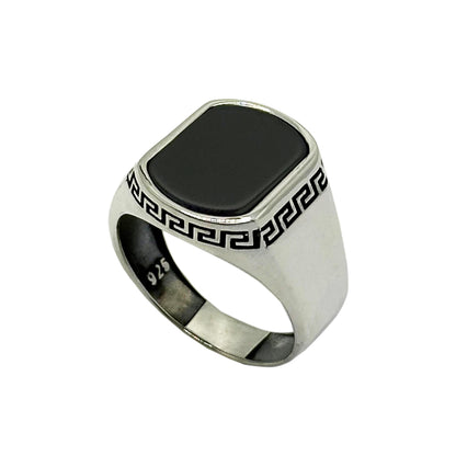 Aqeeq Stone, Onyx Stone Silver 925 Men's Turkish Ring