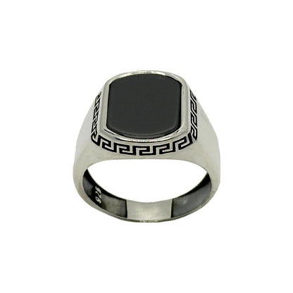 Aqeeq Stone, Onyx Stone Silver 925 Men's Turkish Ring